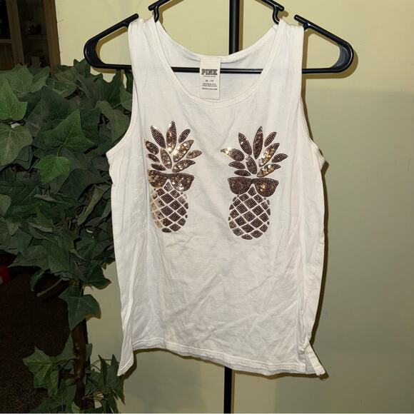PINK Victoria’s Secret pineapple sequin tank top - Picture 1 of 5